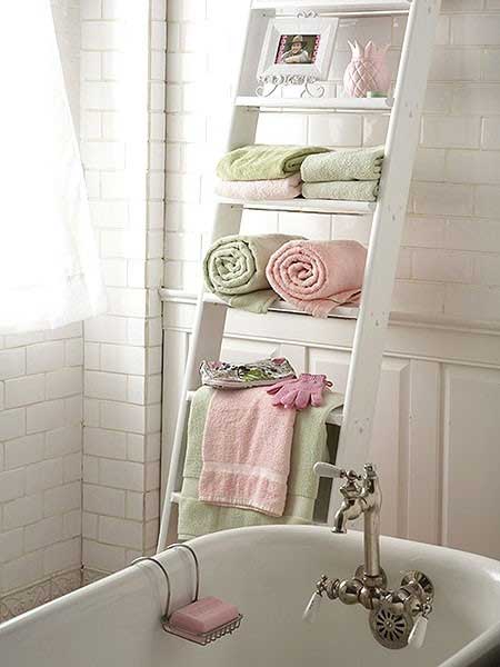 Ladder Organizer in Bathroom