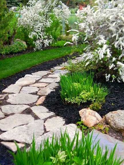 Black mulch in landscaping