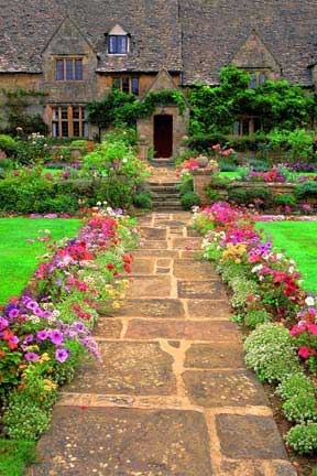 Flowers along front walkway