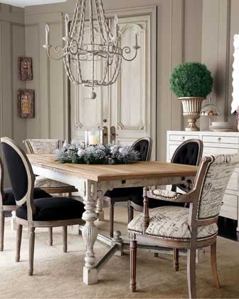 Dining room with trim and black chairs