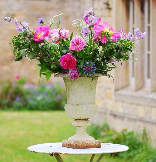 Vintage Urn with Cut Flower Bouquet