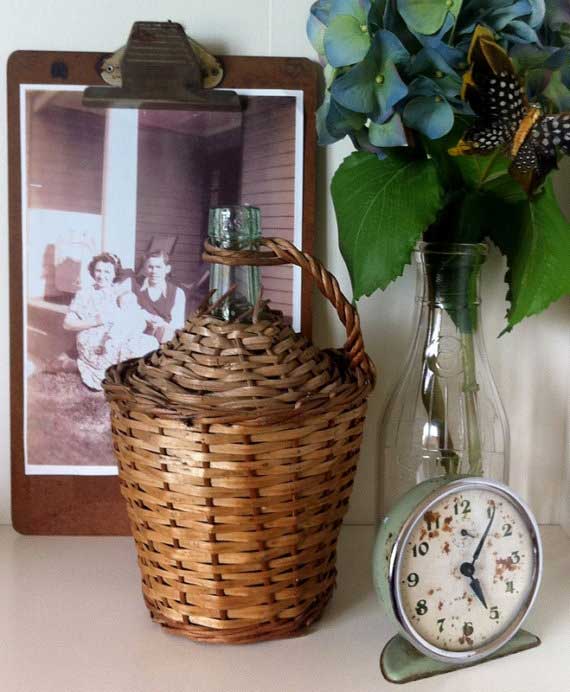 Wicker Covered Demijohn - Littlle Flea Vintage