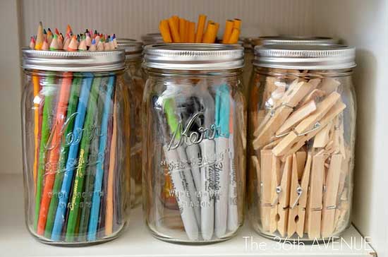 Mason Jar Office Storage