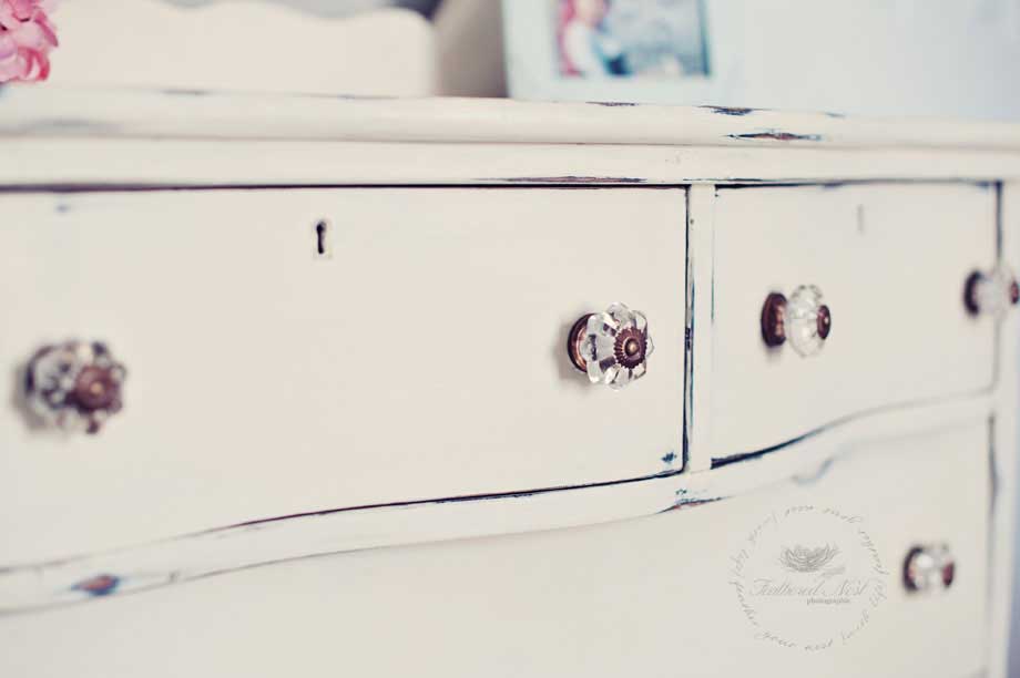 Painted dresser with glass knobs Tidbits&Twine