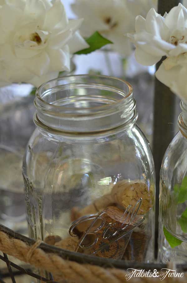 Rose, Mason Jar and Silver Centerpiece 5 Tidbits&Twine