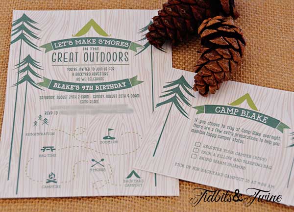 Tidbits & Twine Campout Invitation