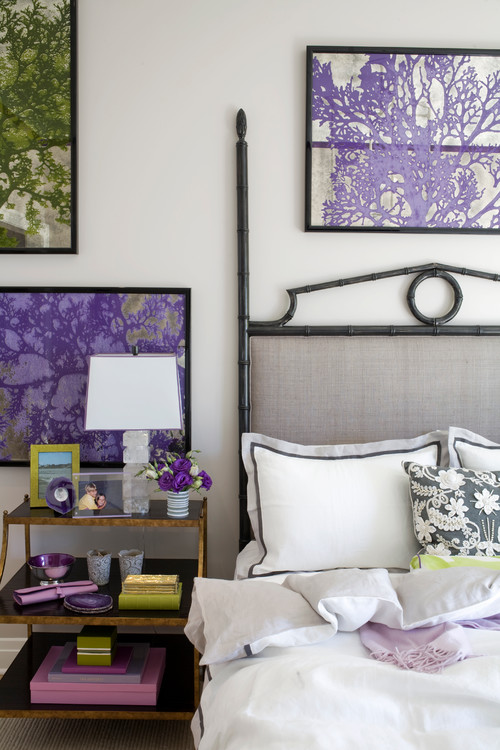 Purple eclectic-bedroom