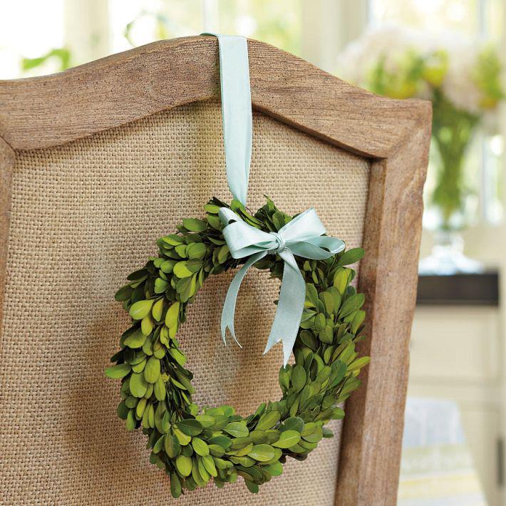 Boxwood Wreath on Chair