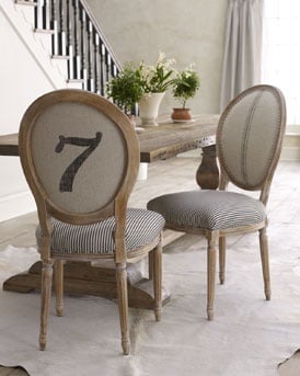 Ticking fabric dining chairs