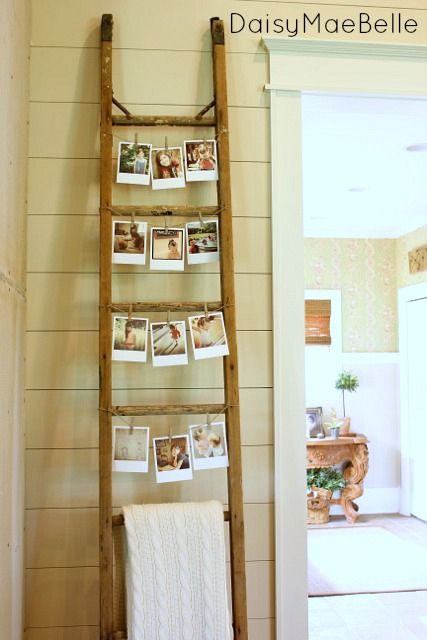 Vintage Ladder Photo Display