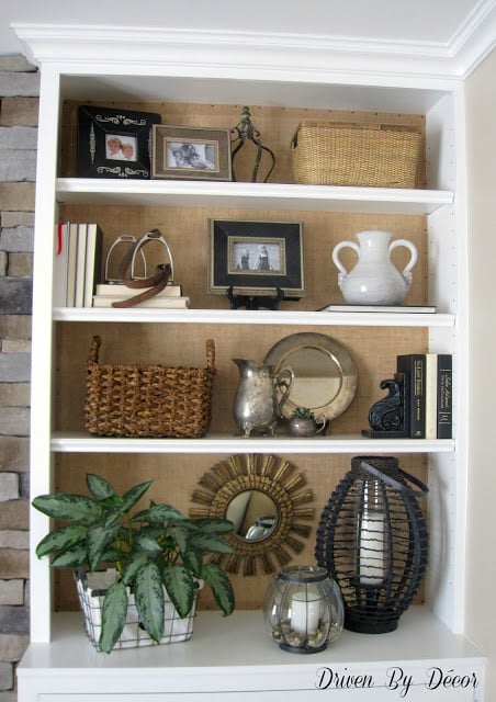 Burlap Back Bookcase