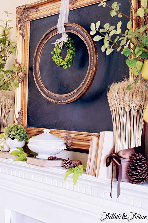 TIDBITS-&-TWINE-Green-and-White-Fall-Mantel