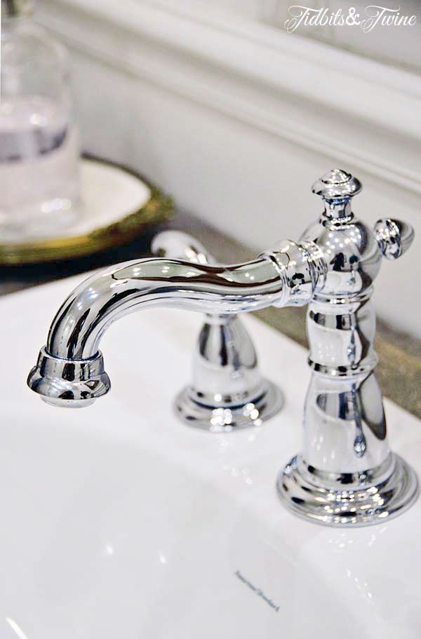 closeup of a chrome vintage style faucet