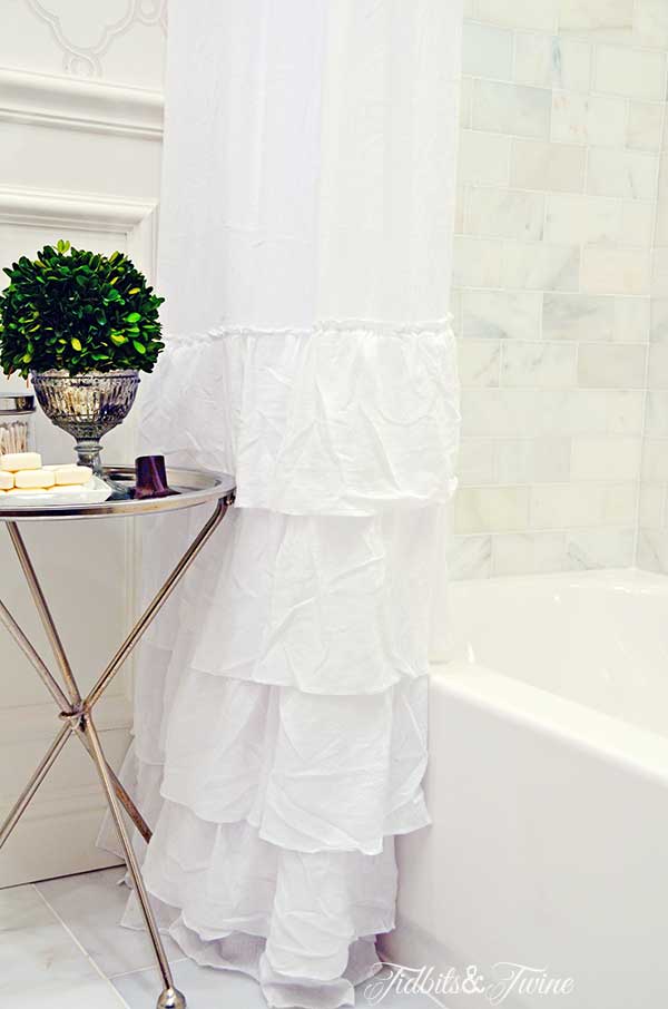TIDBITS&TWINE Guest Bathroom Remodel - Ruffle shower curtain