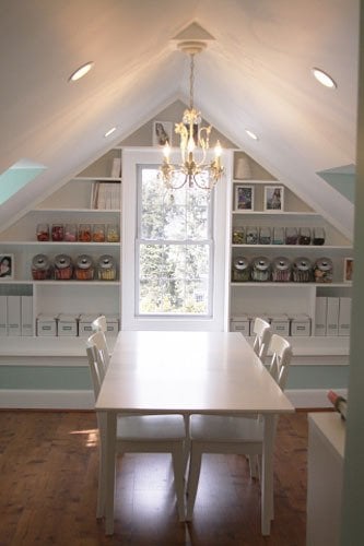 Finished attic craft room storage area