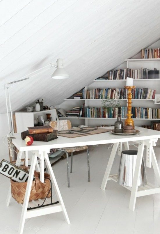 Finished attic office and book nook