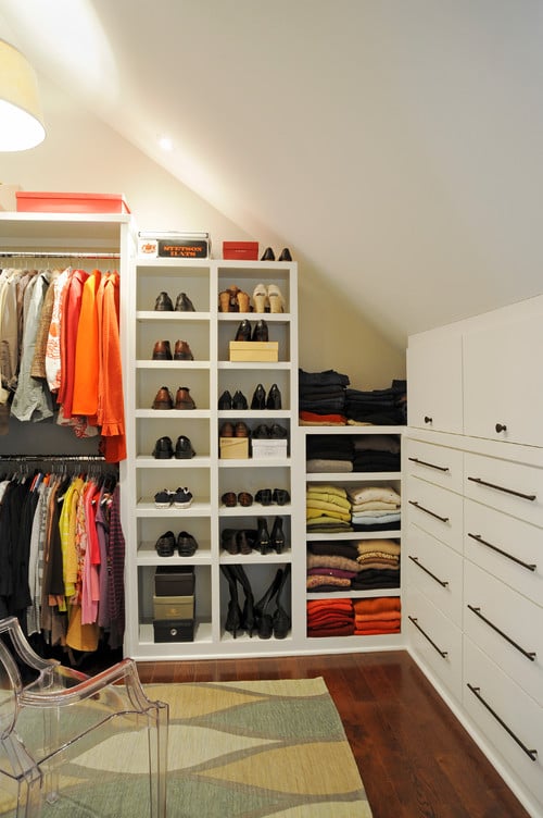 Sloped Ceiling Walk-in Closet via Kentron Custom Builders