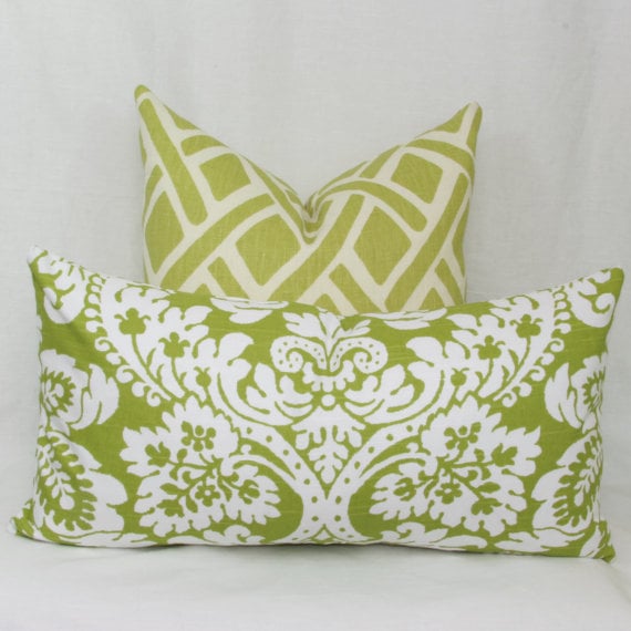 Green pillows with invisible zippers via Joy Workshoppe on Etsy