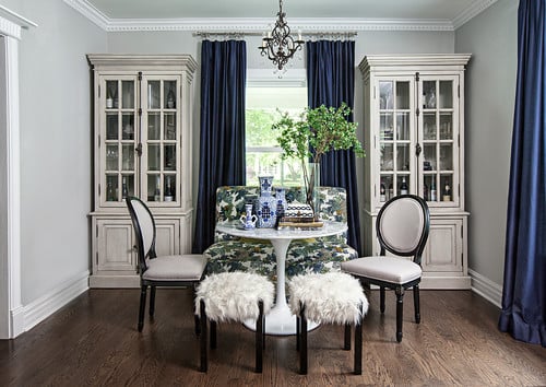 Dining Room with Fur Footstools