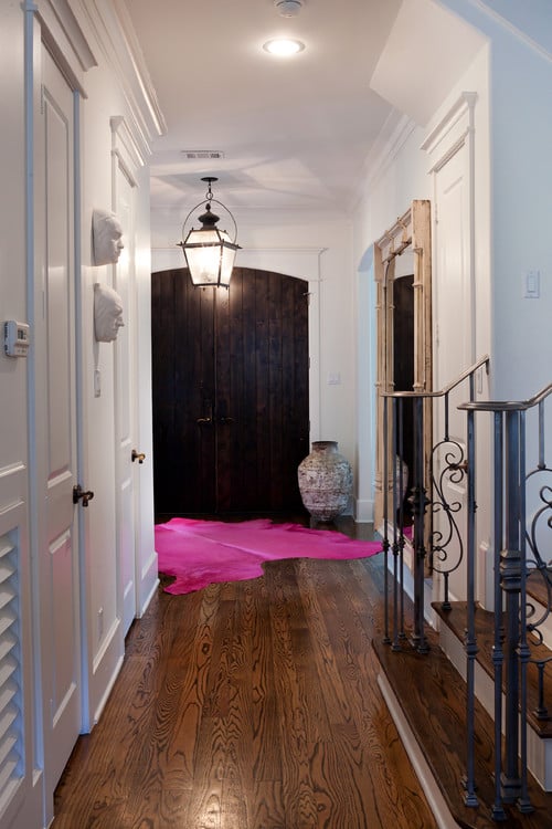 Sally Wheat Entry with Pink Cowhide Rug