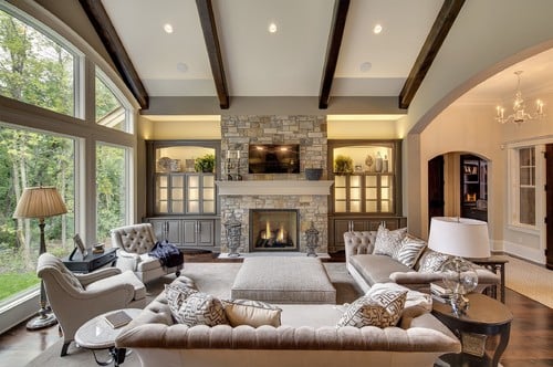 {Transitional Living Room via Susan Hoffman Interior Designs}