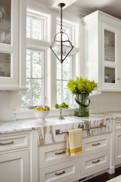 White Kitchen with Calacatta Gold Marble Counter