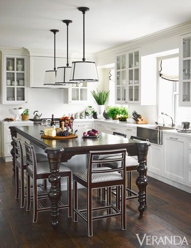 White Kitchen with dark center table