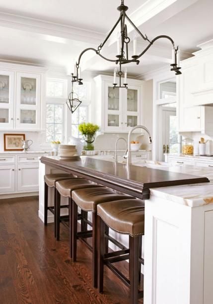 White Kitchen with wood counter