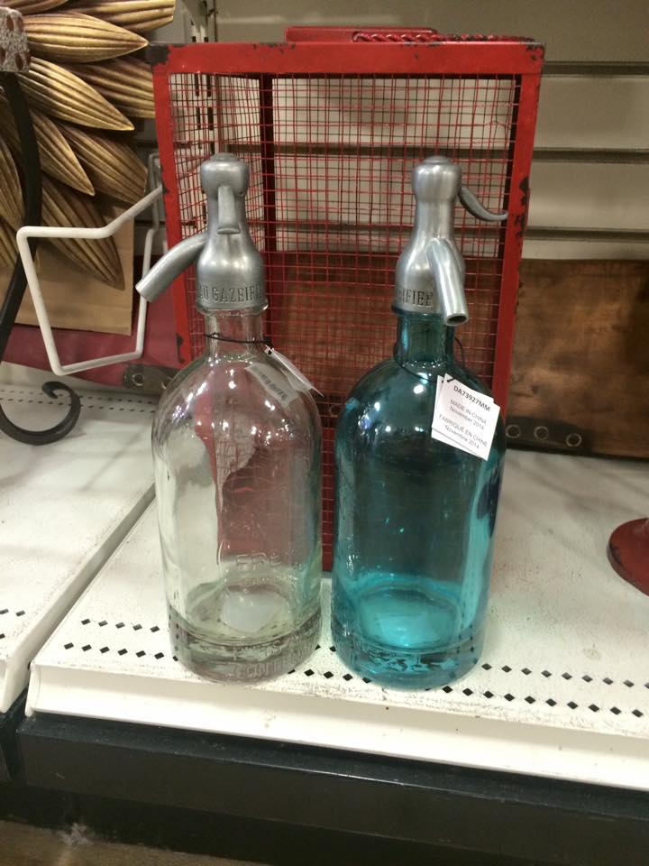 HomeGoods Selzter Bottles via Tidbits&Twine