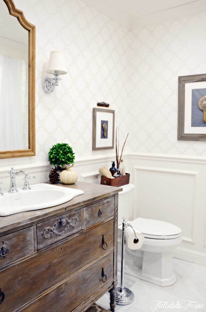 How to Decorate with Antiques - Use a vintage dresser as a bathroom vanity