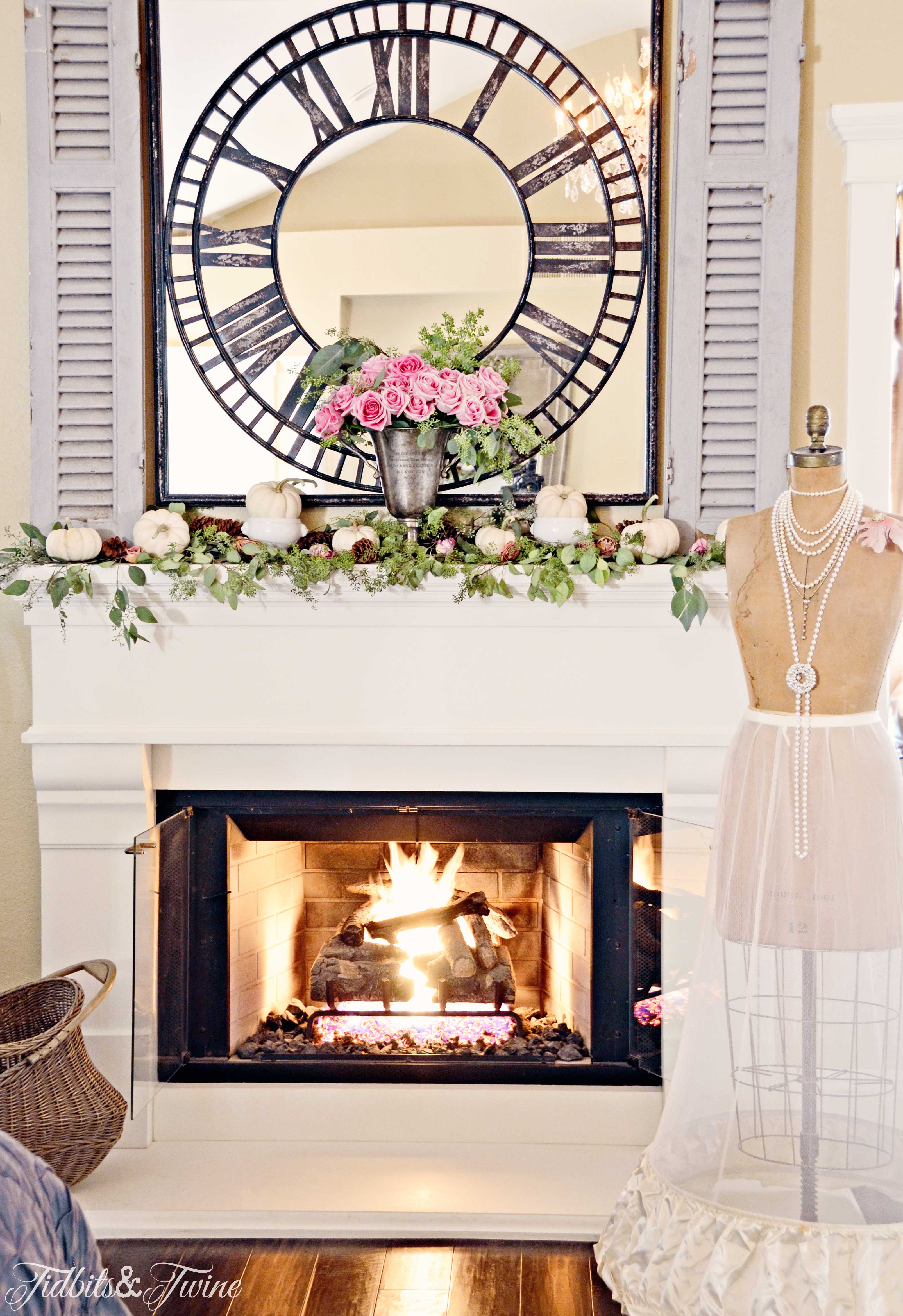 French fall fireplace mantel decorating nontraditional colors