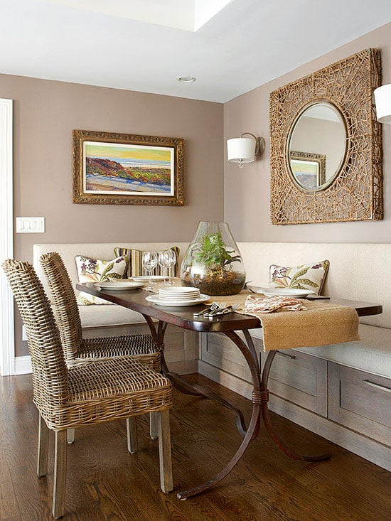 Small kitchen dining decorating ideas with a banquette