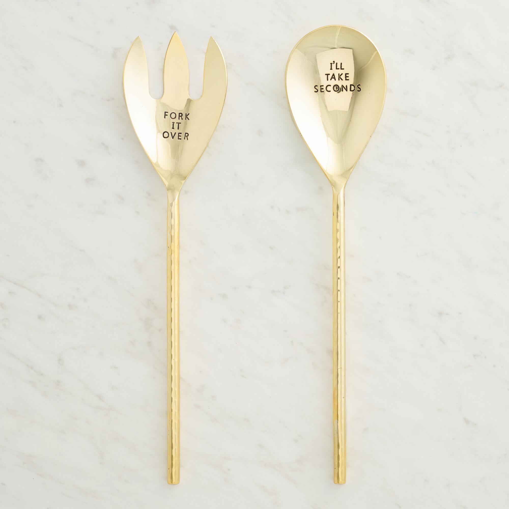 Stamped Serving Fork and Spoon - Set of 2