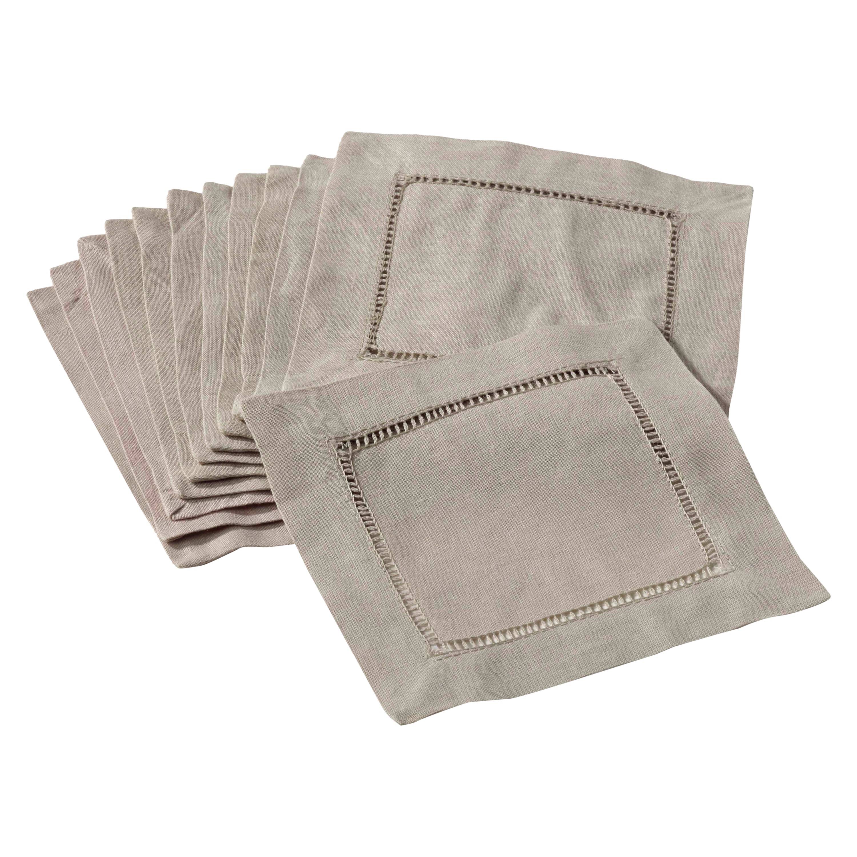 Set of 12 Hemstitch Cocktail Napkins