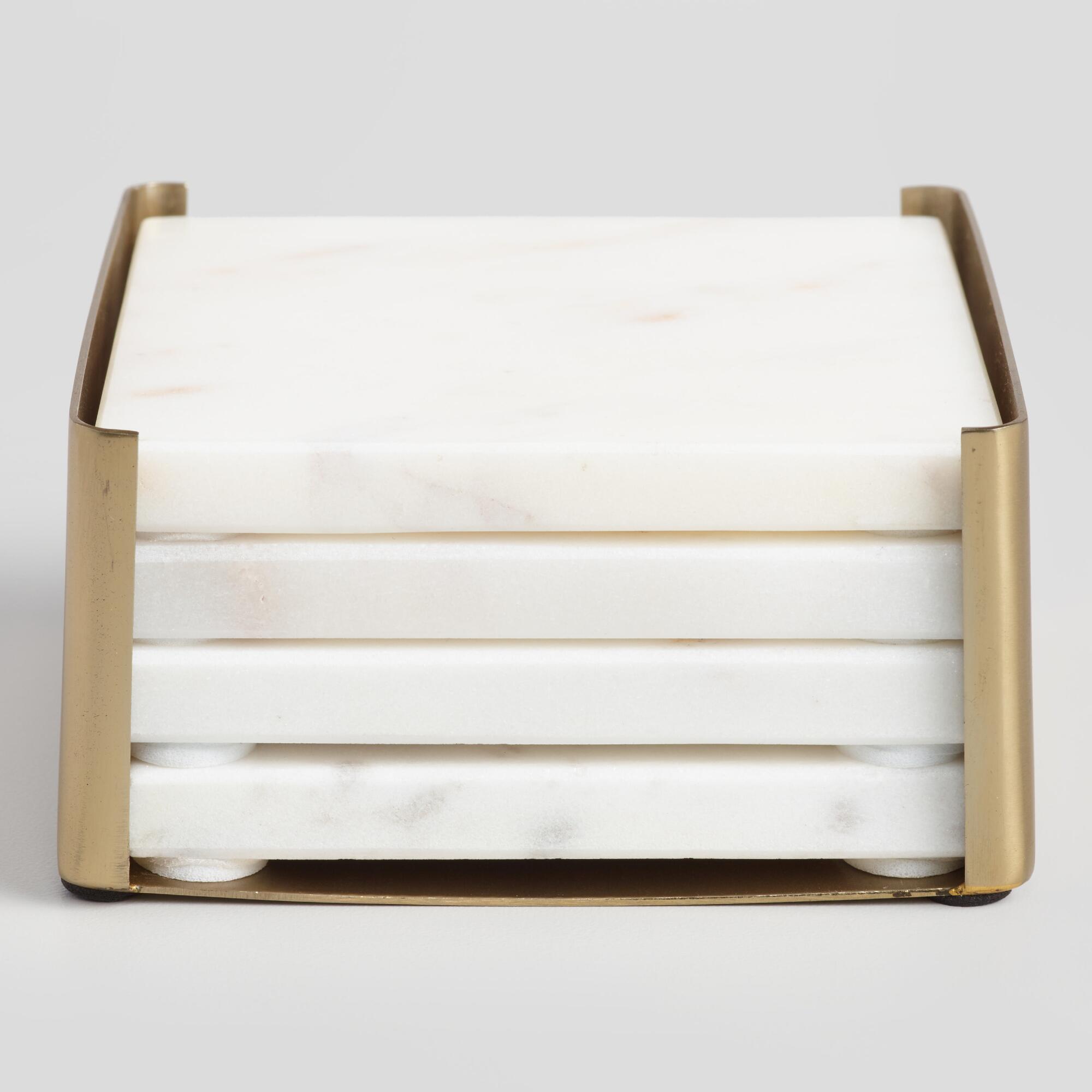 Marble Coasters in Gold Holder for under $25