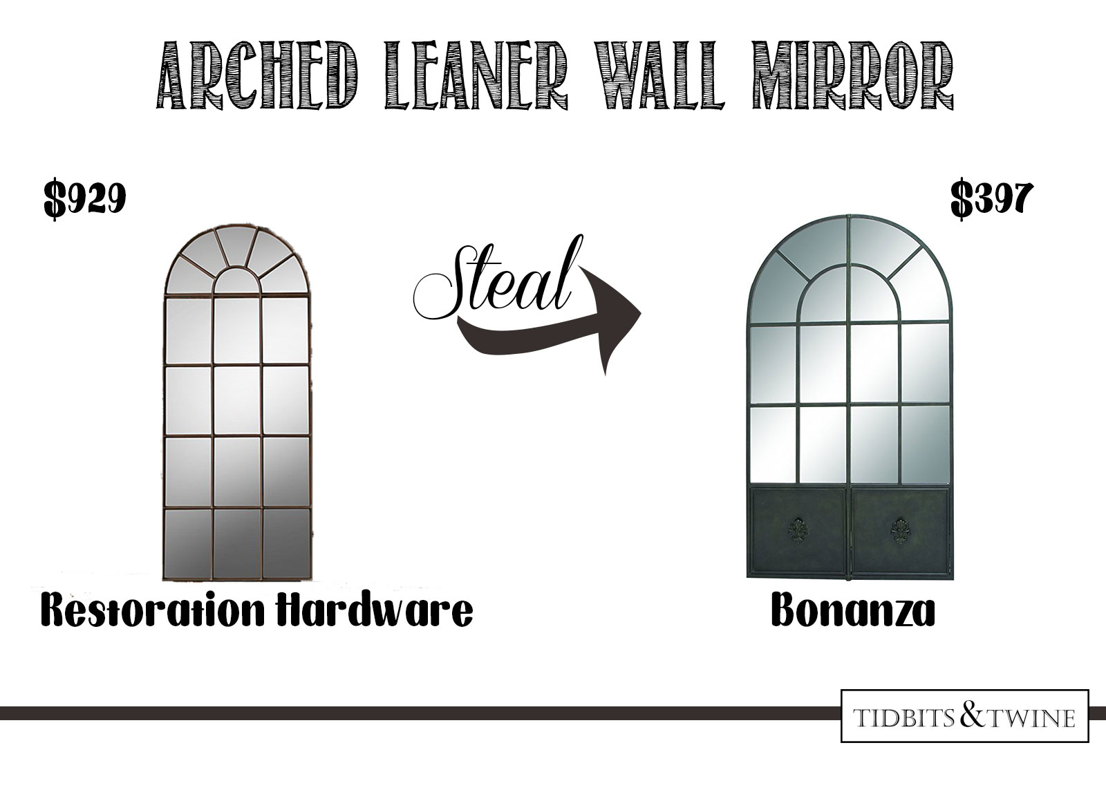 Get the look for less! Arched leaner metal wall mirror