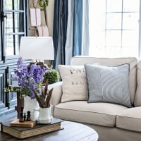 French Farmhouse Family Room with EKTORP sectional