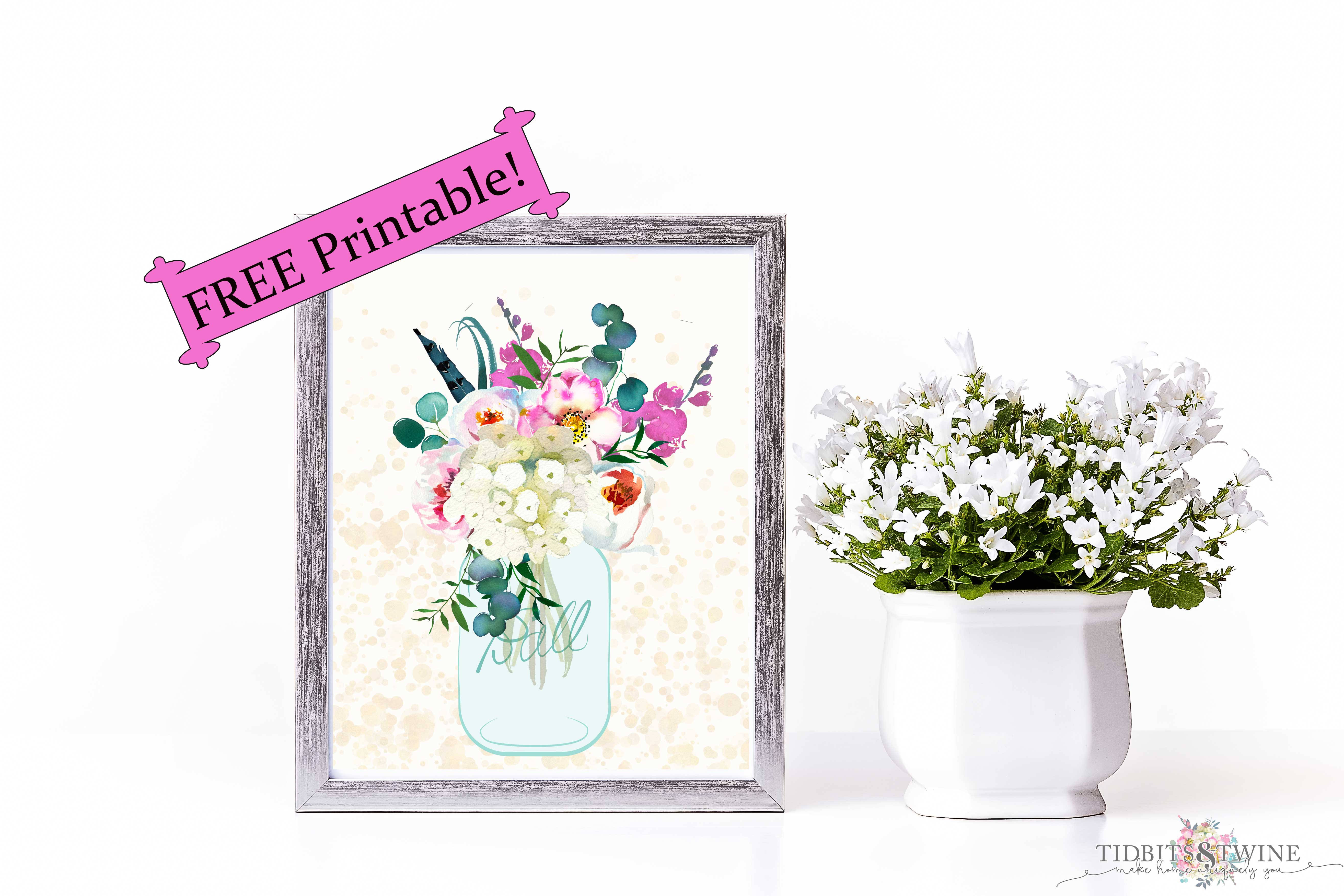 free printable of flowers in a mason jar