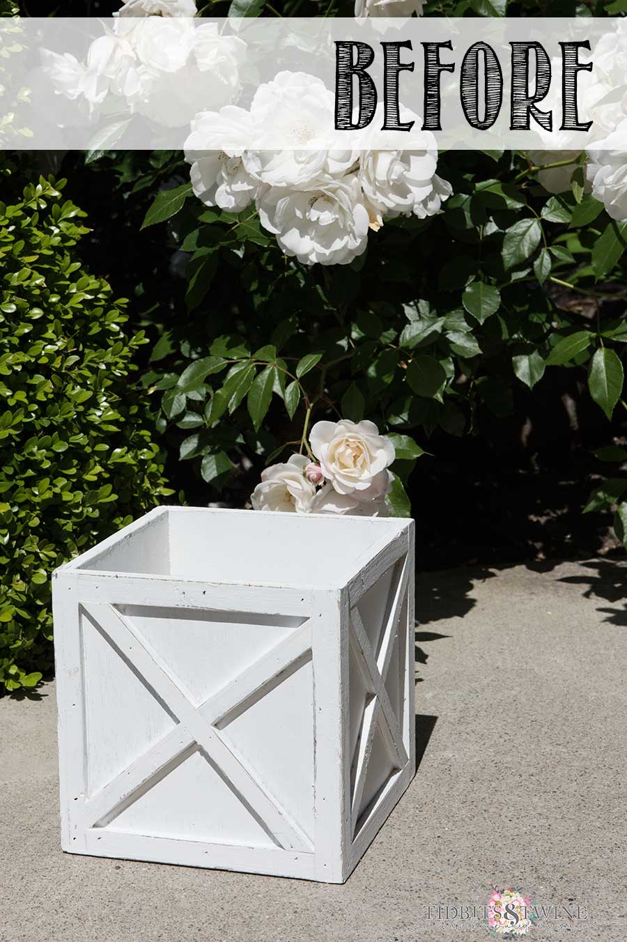 How to create a Restoration Hardware look using chalk paint: The BEFORE picture of the planter