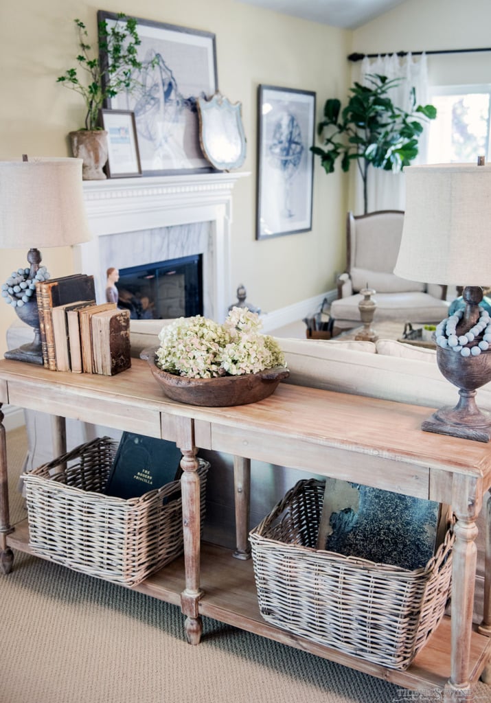 Tidbits&Twine French Living Room with lamps on sofa table