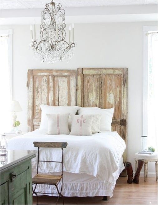 Ideas for How to Decorate Above the Bed Tidbits&Twine - Salvaged Doors as Headboard