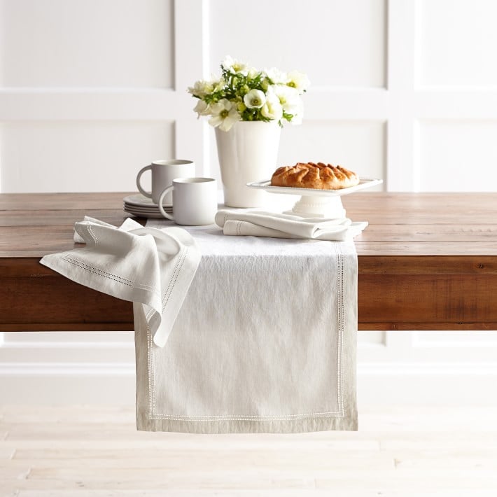 Hemstitch table runner - white from Willaims Sonoma Tidbits&Twine