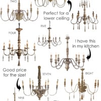 collage showing 10 best French Country chandeliers