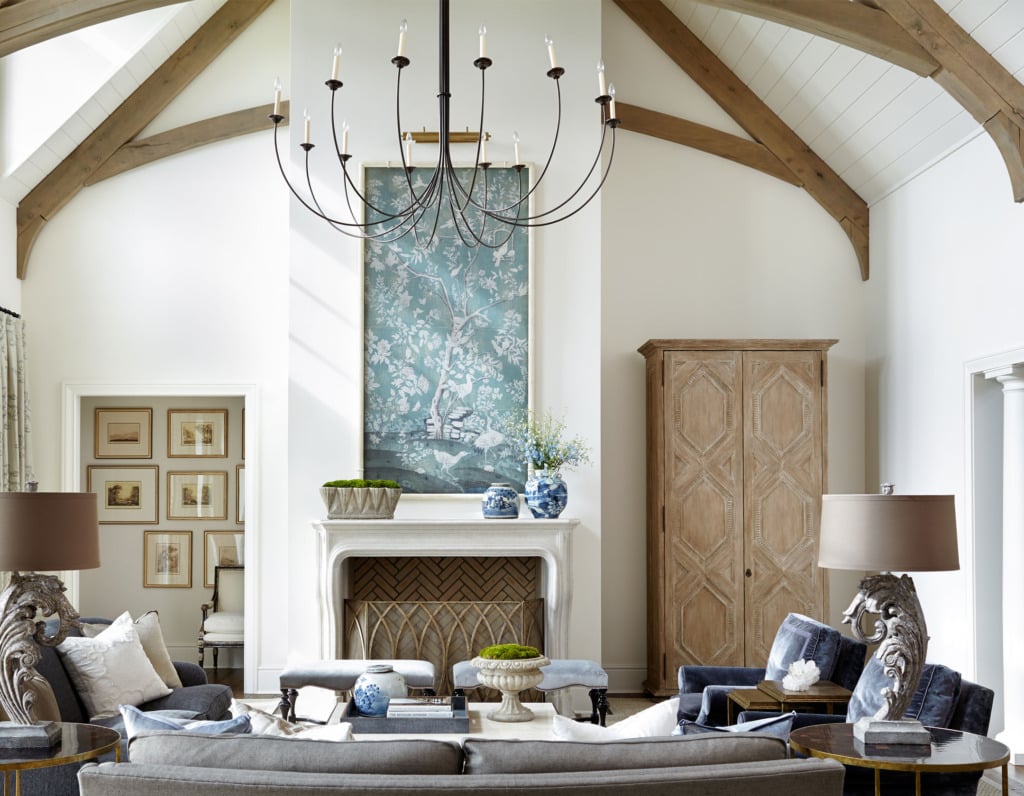 living room with cathedral ceiling mix of traditional and vintage