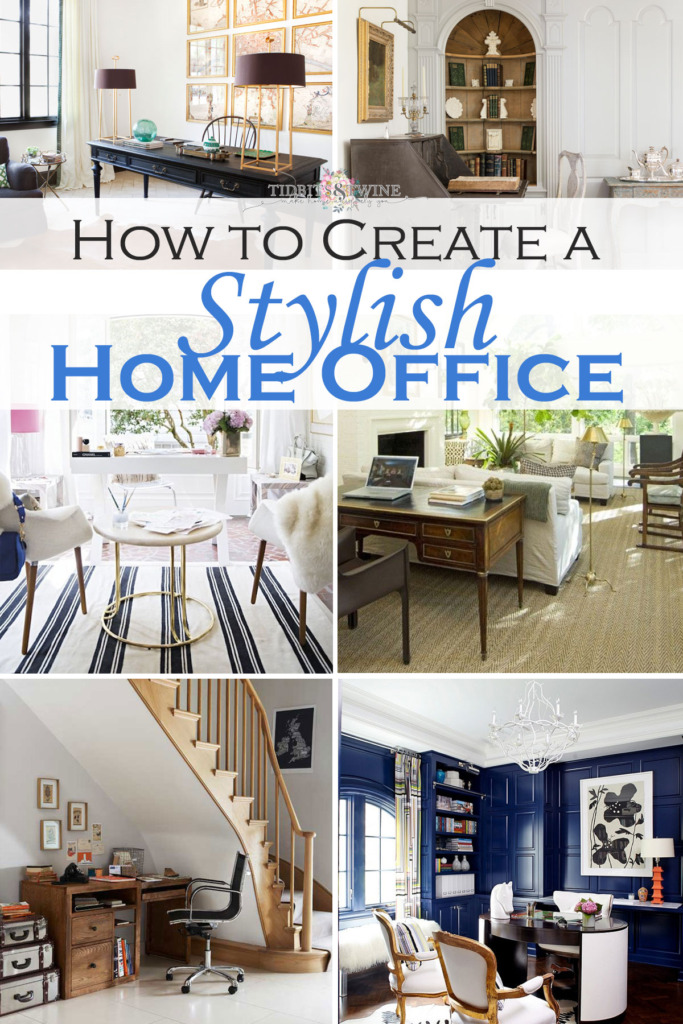 collage of beautiful stylish home offices