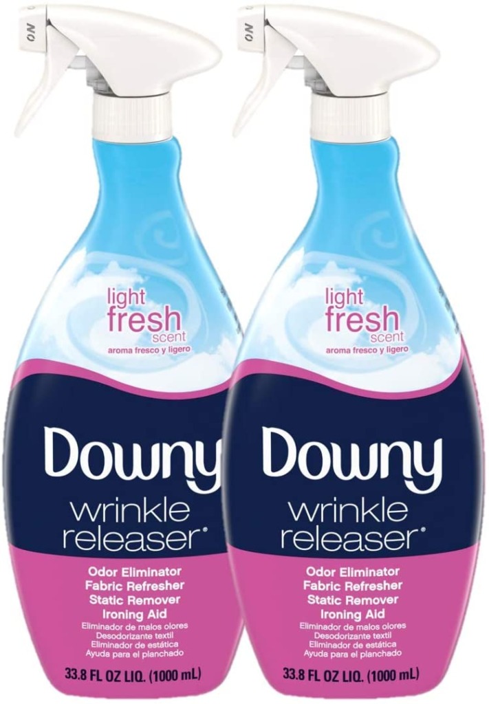 Closeup of two bottles of Downy wrinkle releaser