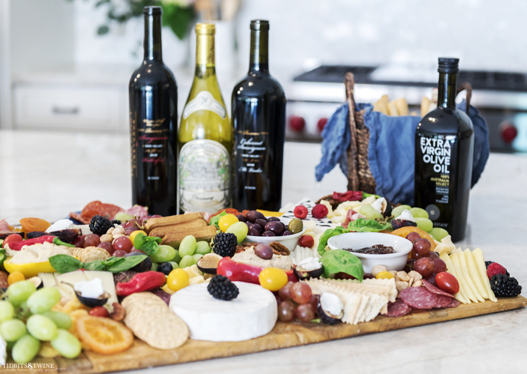 Best DIY charcuterie board paired with perfect wines on kitchen granite counter