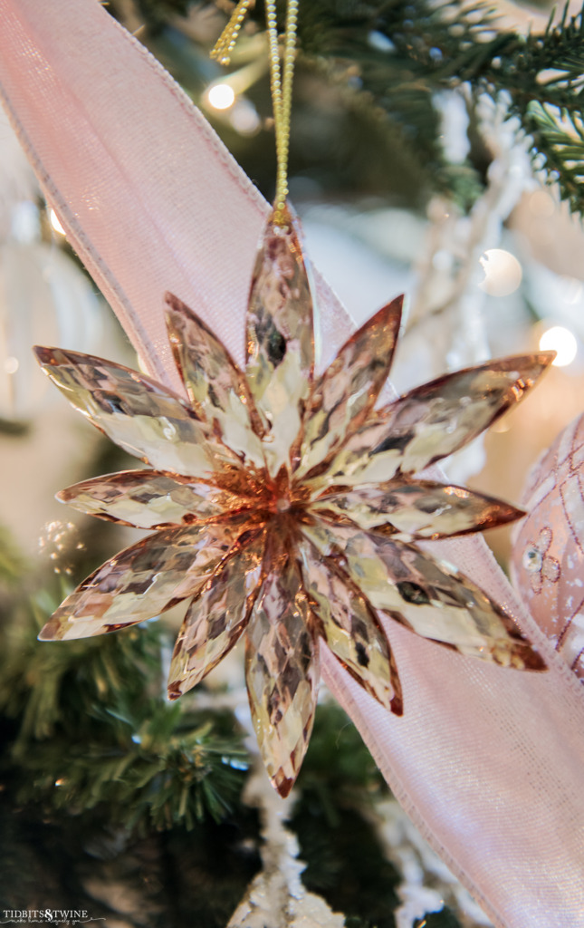 Pink star Christmas ornament closeup