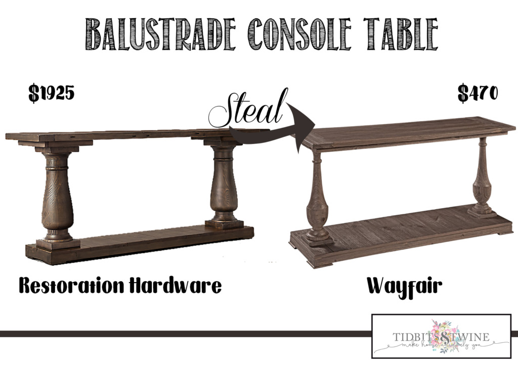 Image comparison Restoration Hardware balustrade table versus wayfair