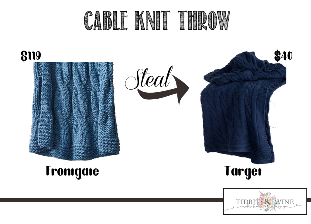 Frontgate cable knit throw cost comparison to the one from Target